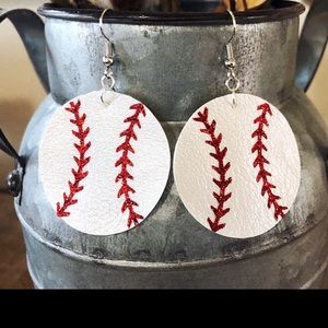 Faux Leather softball earrings